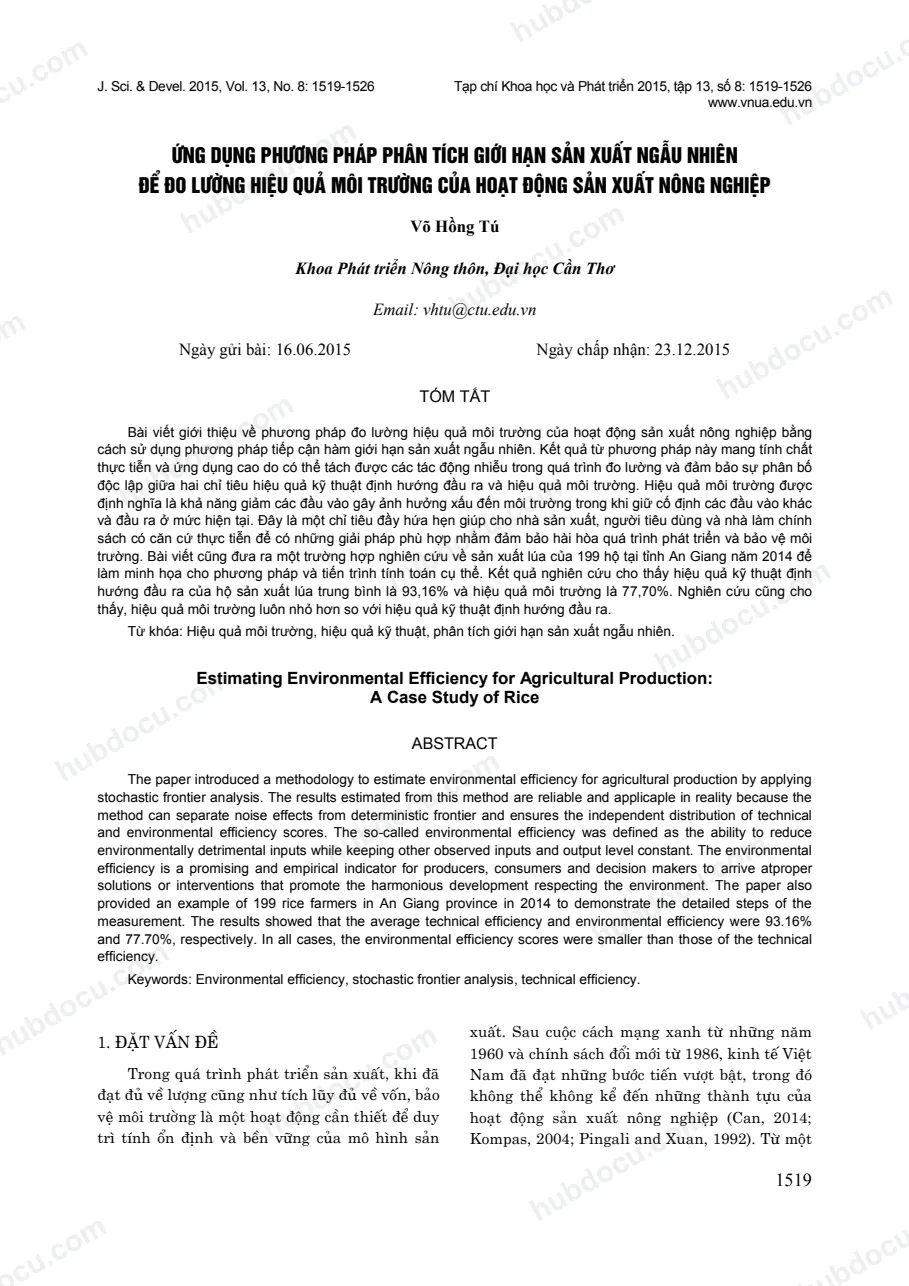 Đề tài - SFA Nông hộ An Giang
