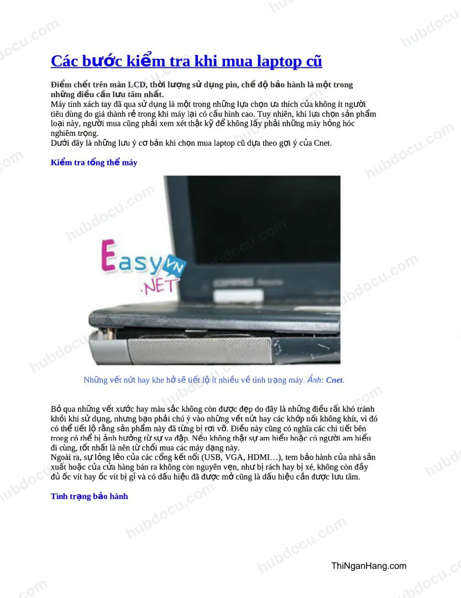 Các bước kiểm tra khi mua Laptop cũ