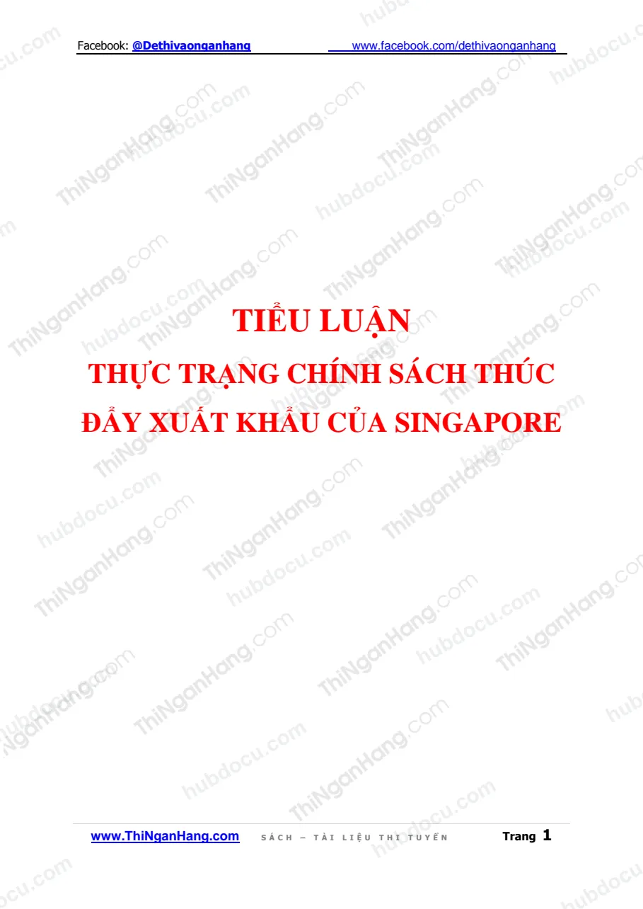 Tiểu luận - Thực trạng chính sách thúc đẩy xuất khẩu của Singapore