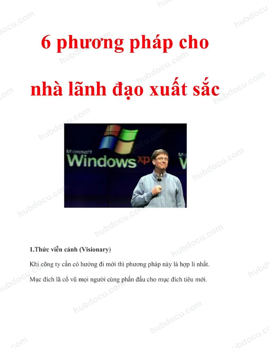 6 phương pháp cho nhà lãnh đạo xuất sắc