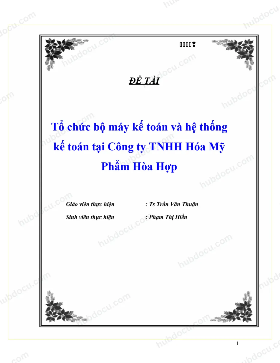 Tổ chức bộ máy kế toán và hệ thống kế toán tại Công ty TNHH Hóa Mỹ Phẩm Hòa Hợp