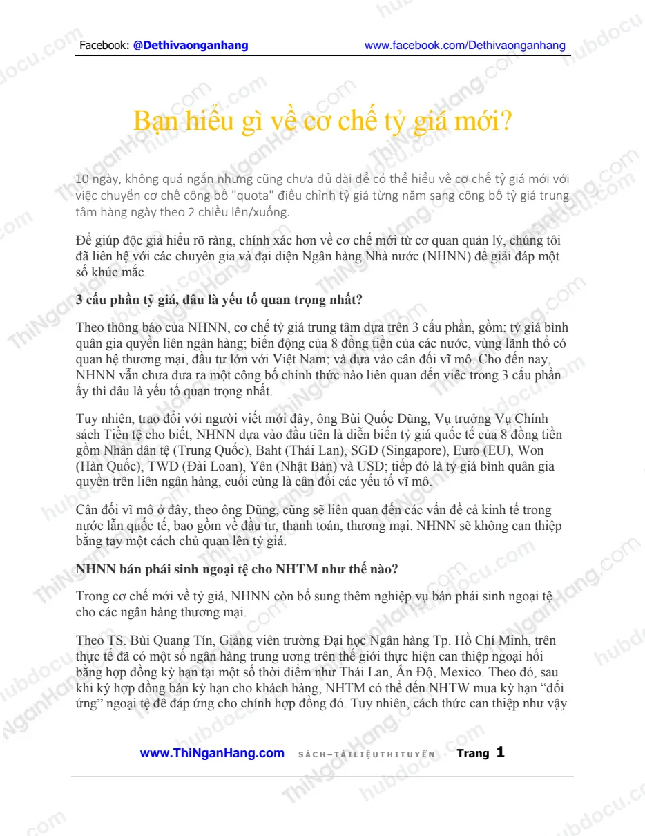Hiểu gì về cơ chế tỷ giá mới