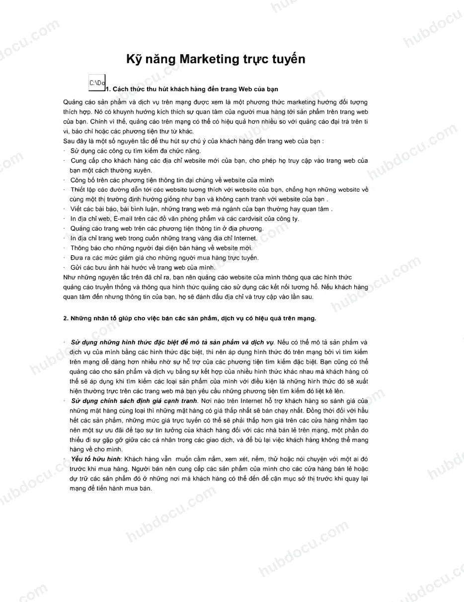 Kỹ năng Marketing trực tuyến