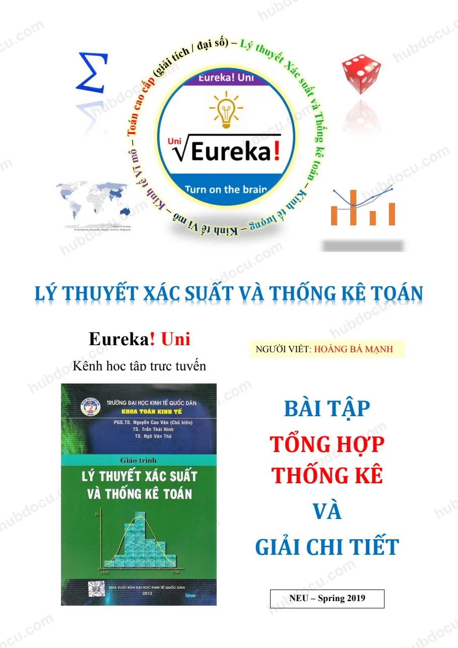 Bài tập tự luyện Xác suất thống kê NEU (có giải chi tiết)