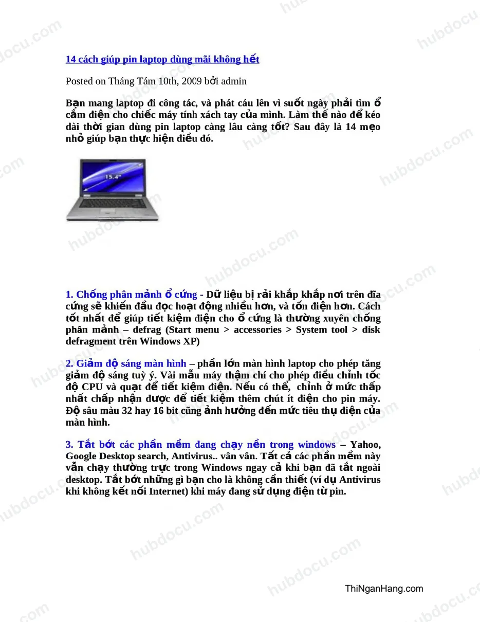 14 cách giúp Pin Laptop dùng mãi không hết