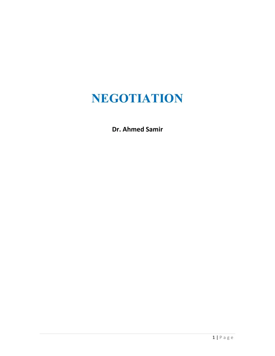 Negotiation Notes (Tài liệu ghi chú về Đàm phán) - Dr. Ahmed Samir