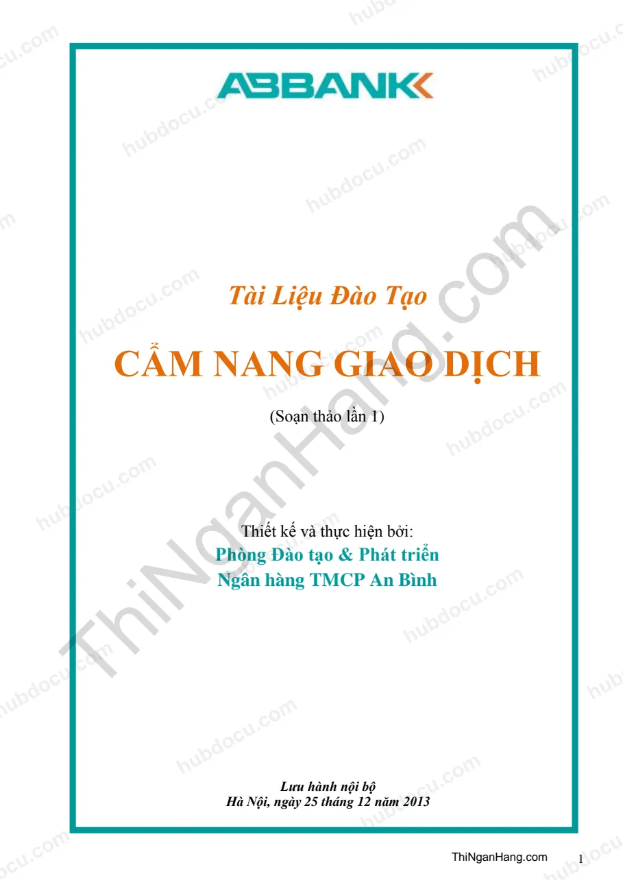 Cẩm nang giao dịch An Bình Bank (Dành cho Giao dịch viên, Tín dụng)