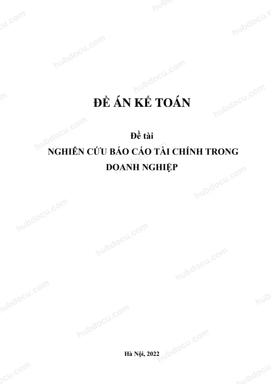 Đề án - Nghiên cứu báo cáo tài chính trong doanh nghiệp