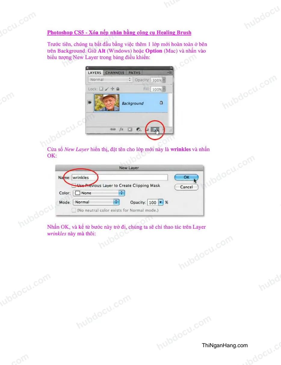 Photoshop CS5 - Xóa nếp nhăn bằng công cu Healing Brush