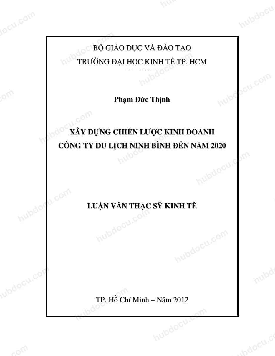 Luận văn thạc sĩ du lịch về xây dựng chiến lược kinh doanh
