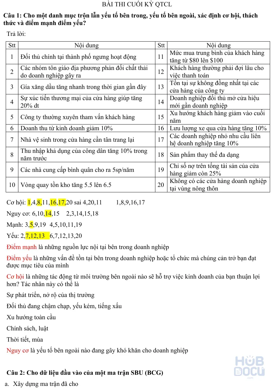 Bài thi cuối kỳ QTCL (Có đáp án)