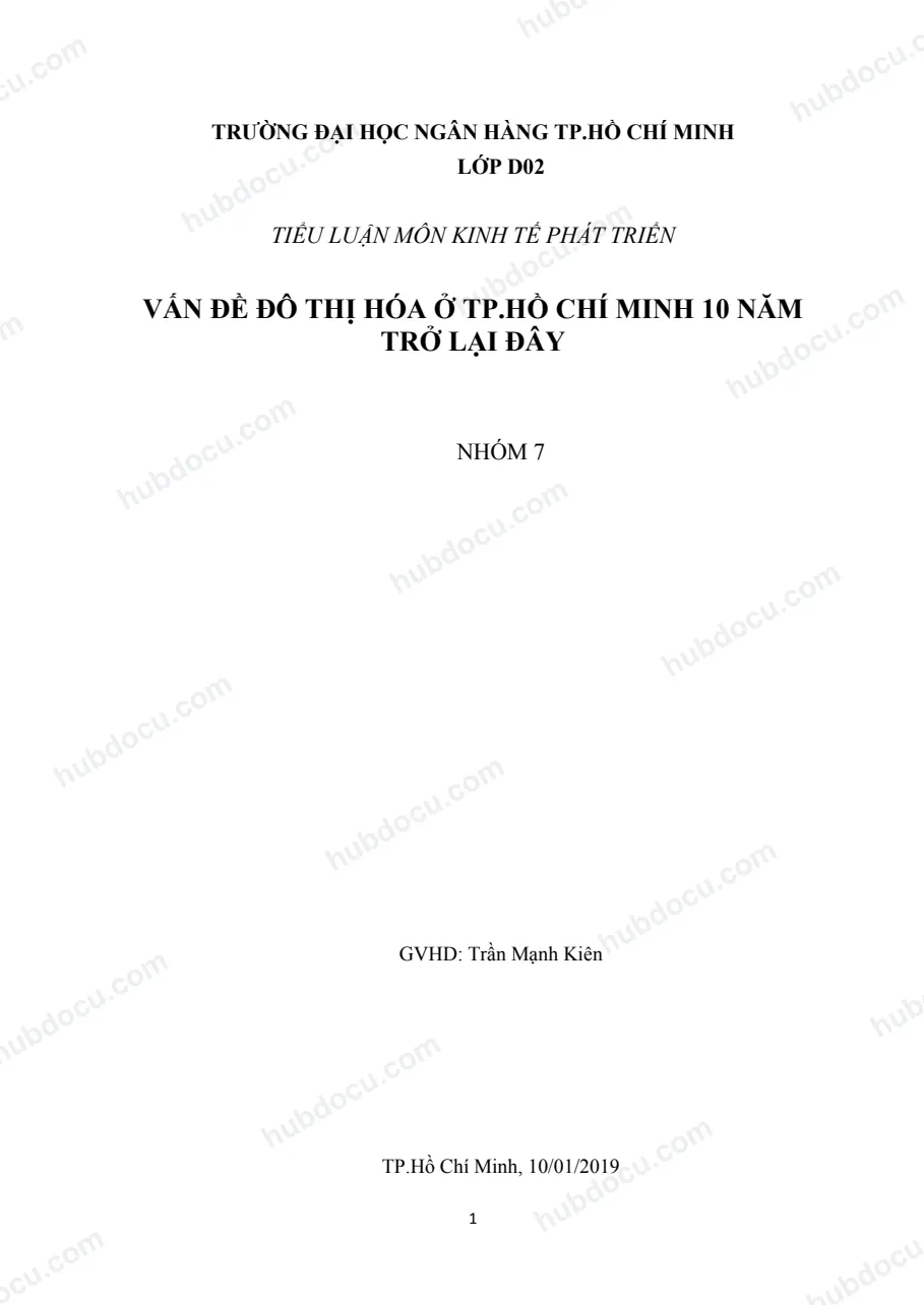 Quá trình đô thị hóa của thành phố Hồ Chí Minh 10 năm trở lại đây