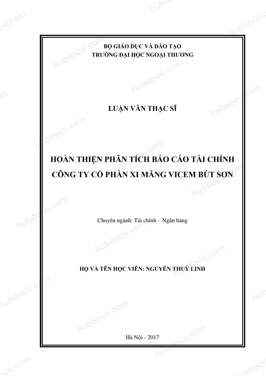 Luận văn thạc sĩ kế toán - Phân tích báo cáo tài chính Công ty cổ phần xi măng Vicem Bút Sơn