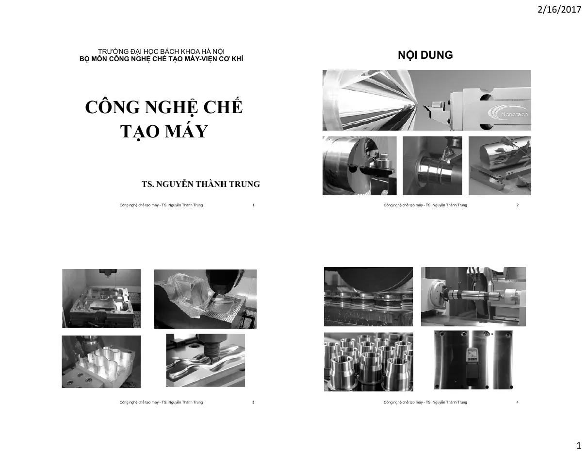 Công nghệ chế tạo máy (Chương 1) - Nguyễn Thành Trung