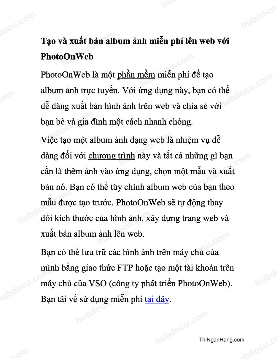 Tạo và xuất bản album ảnh mỉễn phí lên web với PhotoOnWeb