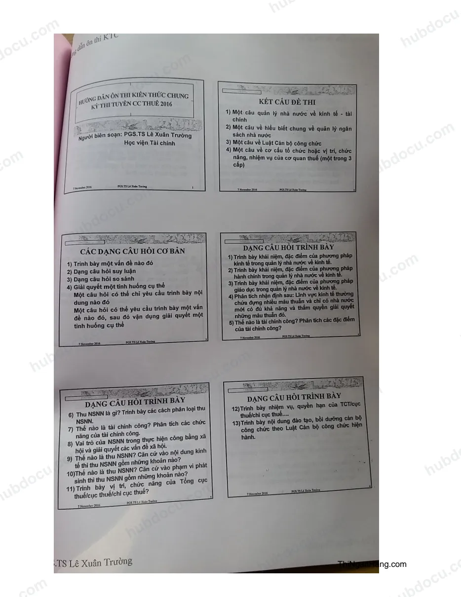 Slide Kiến thức chung Thuế và Đề thi - Thầy Lê Xuân Trường (Ôn Công chức Thuế)