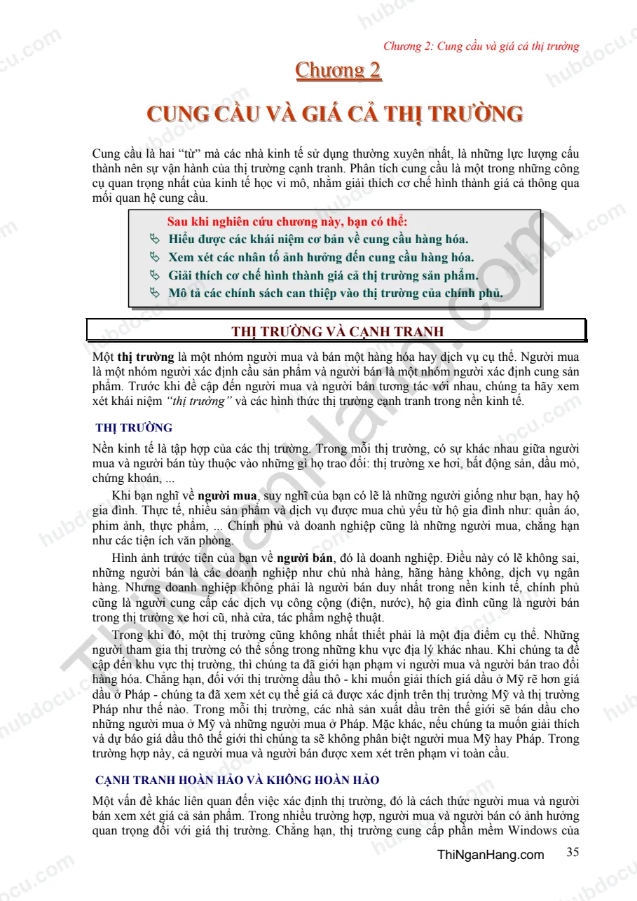 Chương 2. Cung cầu và Giá cả thị trường