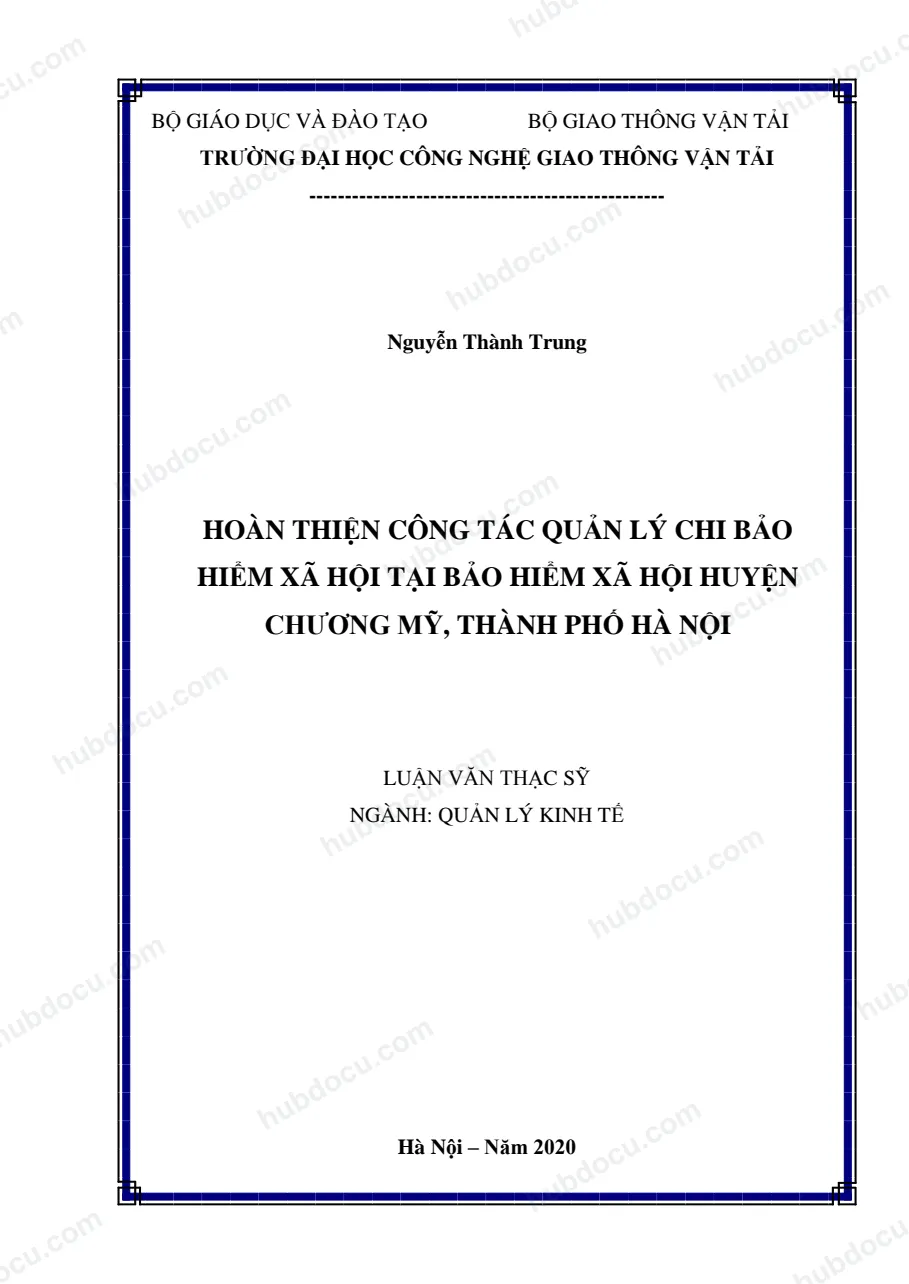 Luận văn thạc sĩ - Quản lý chi bảo hiểm xã hội