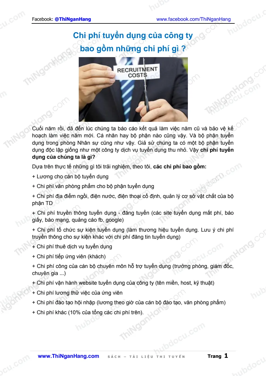 Chi phí tuyển dụng của công ty bao gồm những chi phí gì ?
