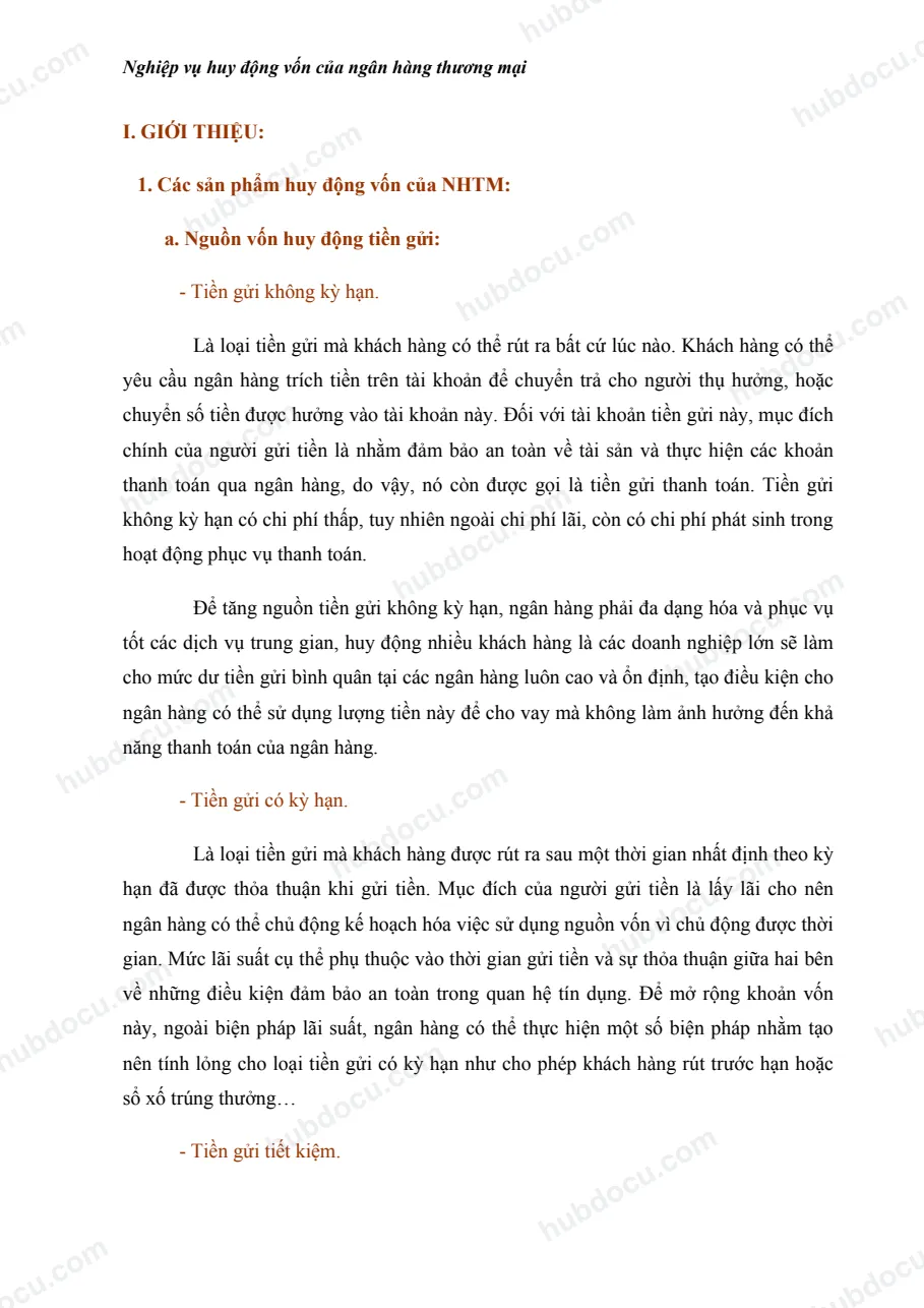 Nghiệp vụ huy động vốn của NHTM