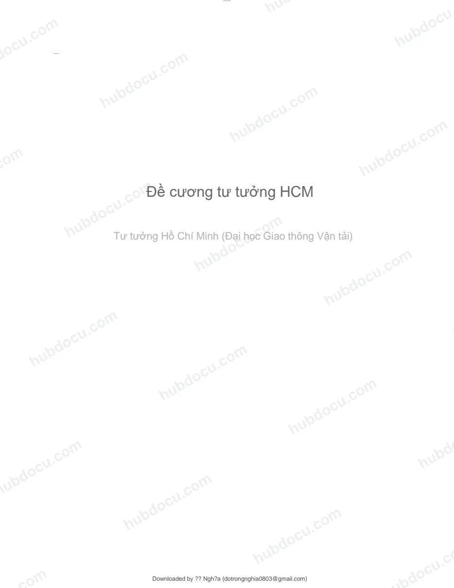 ĐỀ CƯƠNG MÔN TƯ TƯỞNG HỒ CHÍ MINH