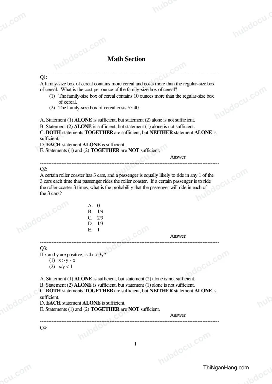 GMAT - Math Section T11 (Ôn thi FPT)