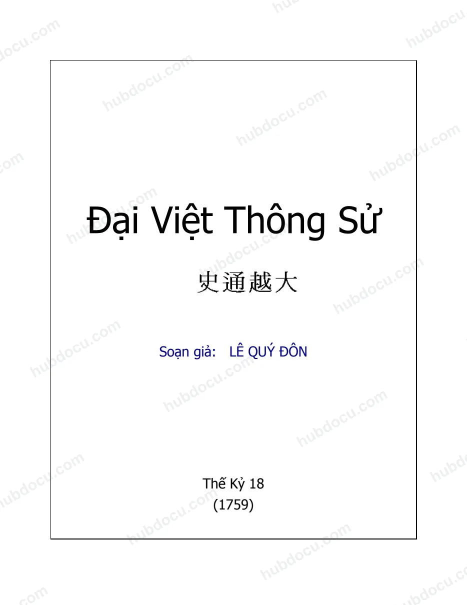 Giáo trình Đại Việt thông sử