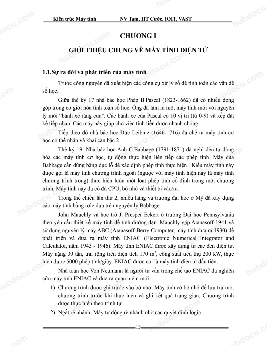 Kiến trúc máy tính: Giới thiệu chung về máy tính điện tử