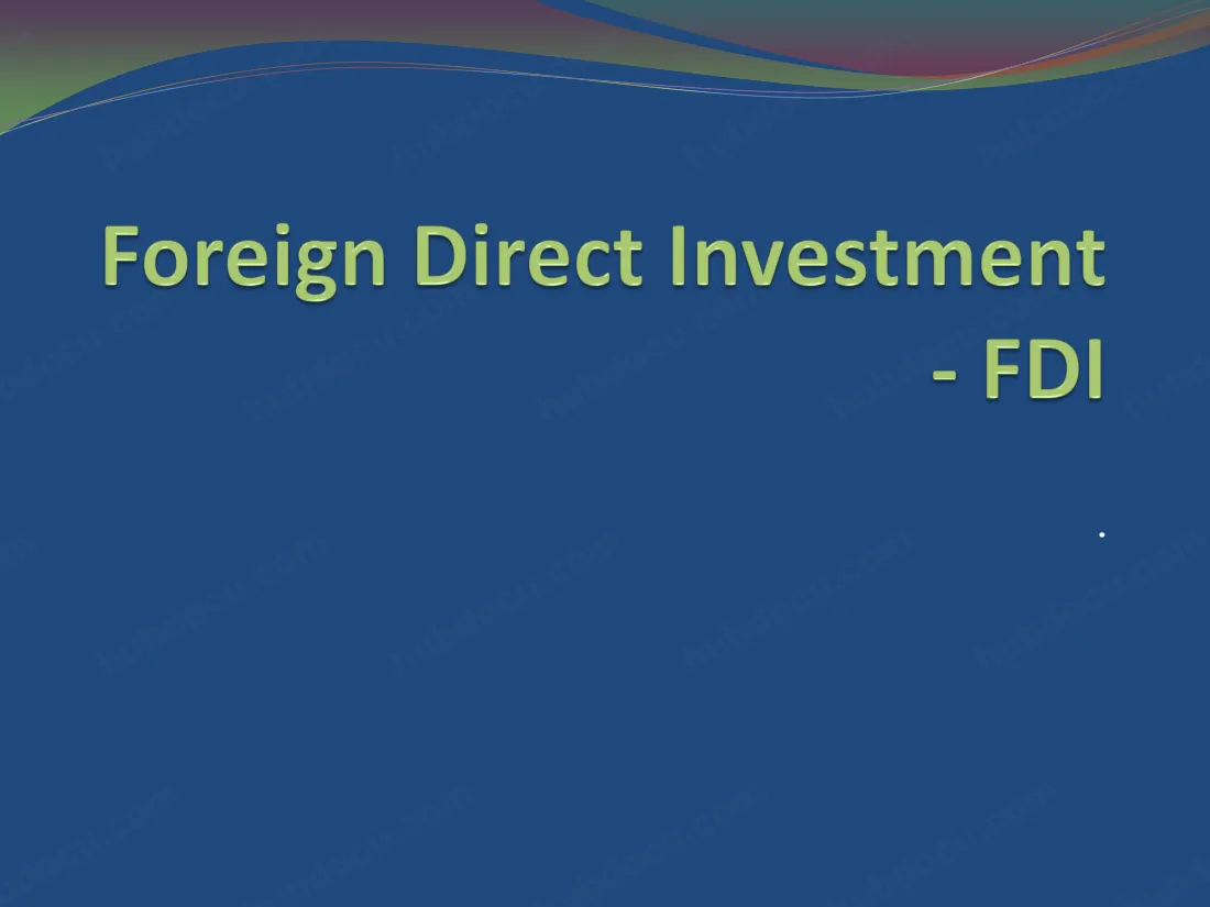 English Economics: Foreign Direct Investment