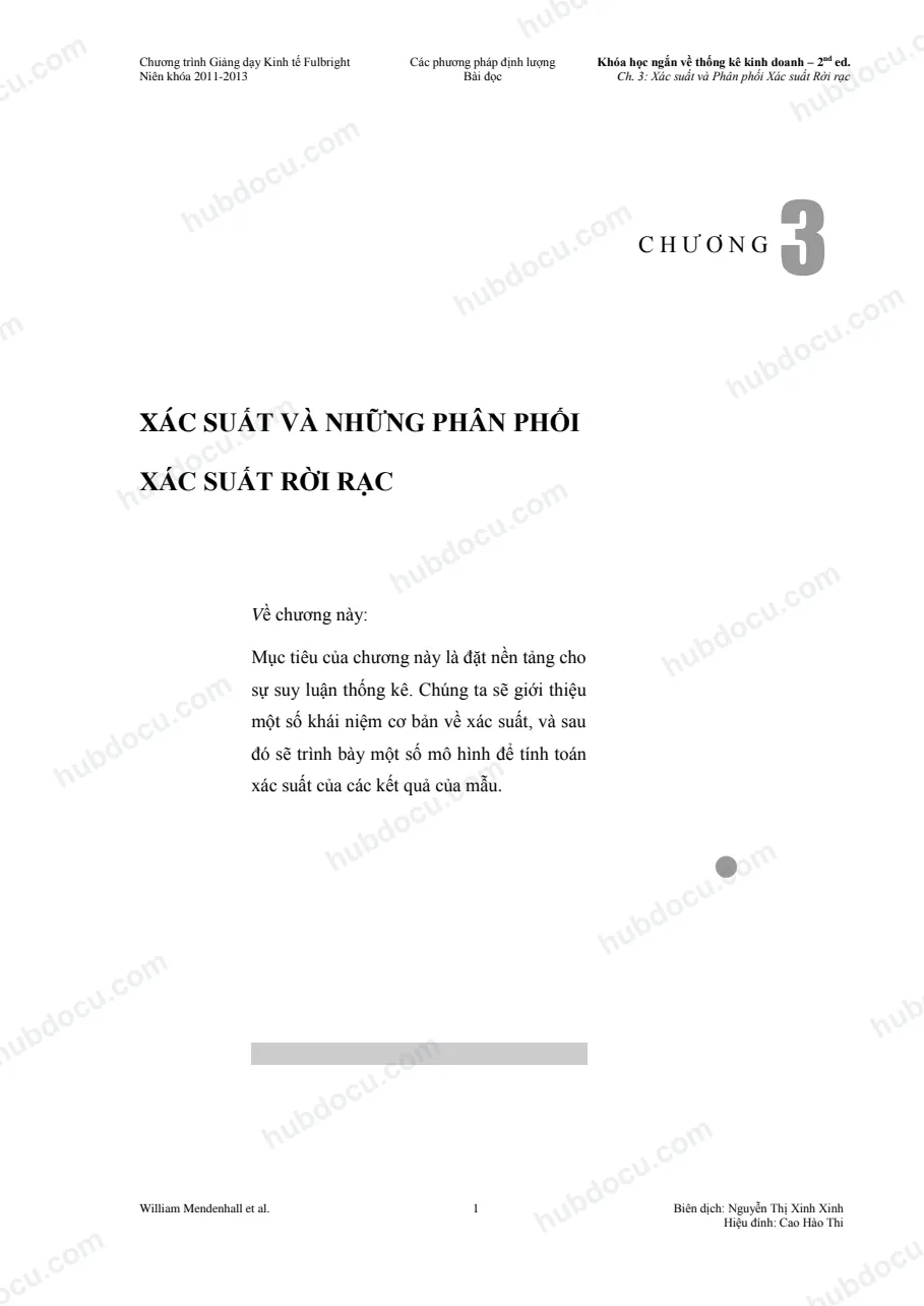 Xác suất và những phân phối xác suất rời rạc - Chương 3