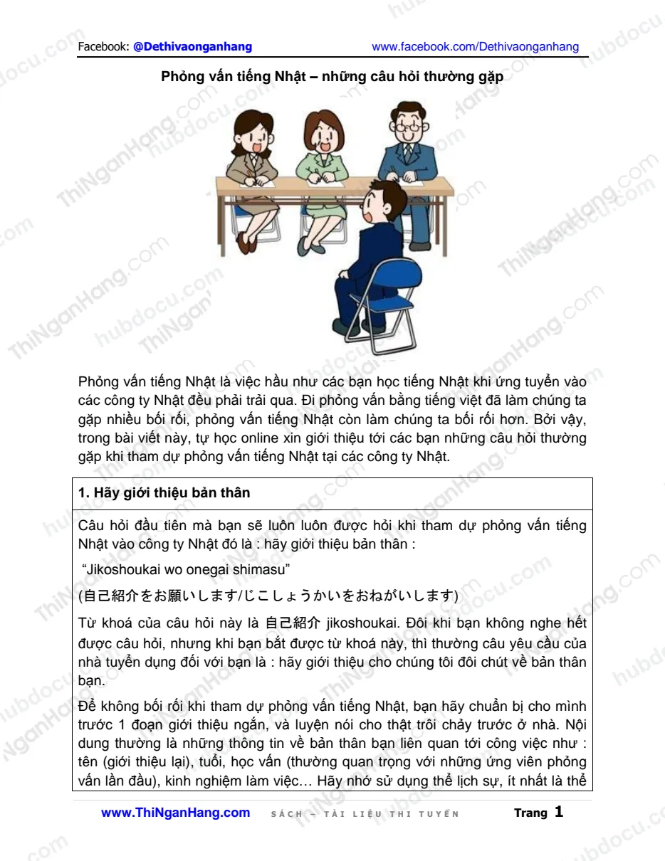 Phỏng vấn tiếng Nhật - Những câu hỏi thường gặp