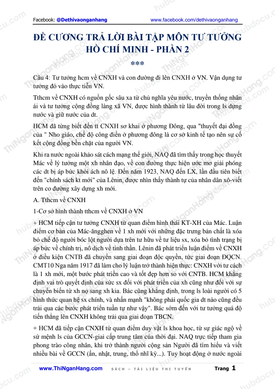 Câu hỏi Tư tưởng Hồ Chí Minh (kèm Trả lời) - Phần 2 (Câu 4-6)