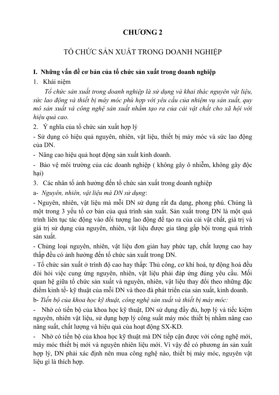 Tổ chức Quản lý sản xuất trong doanh nghiệp (Chương 2)