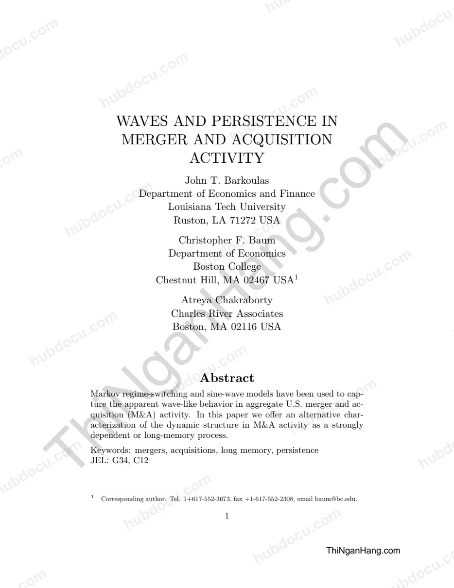 Waves and persistence in M&A