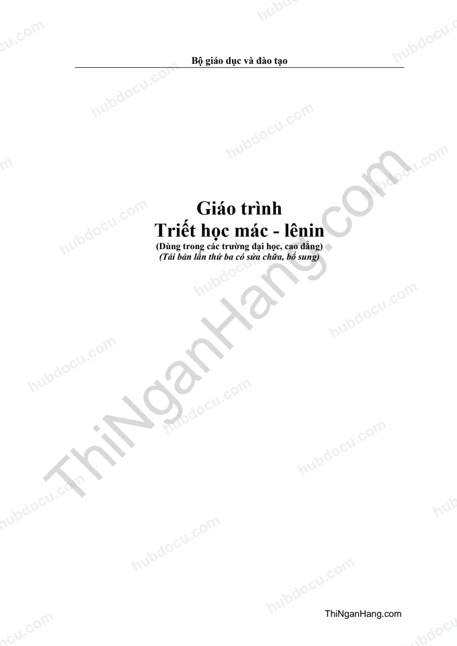 Giáo trình môn học Triết học Mác - Lê nin