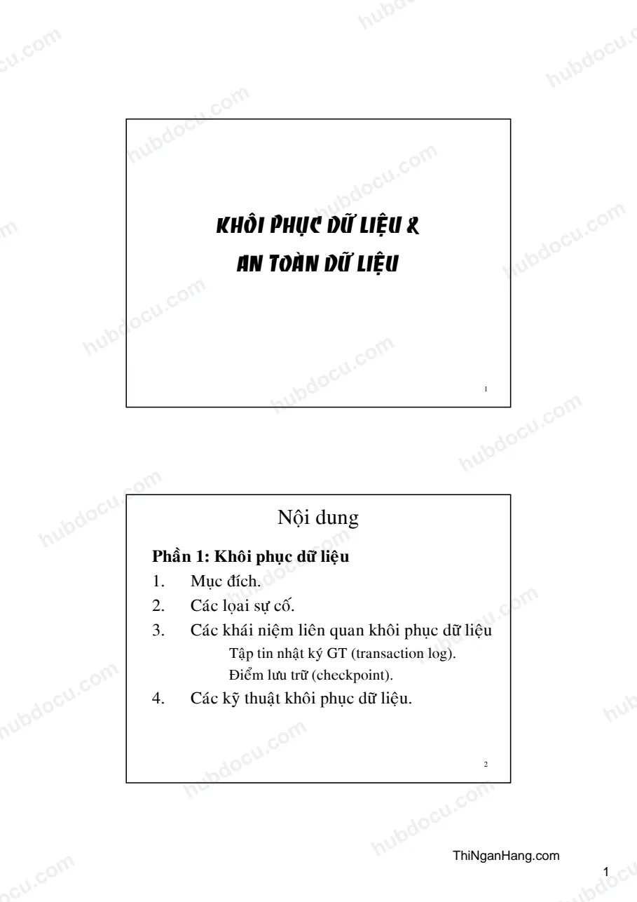 Khôi phục và an toàn dữ liệu