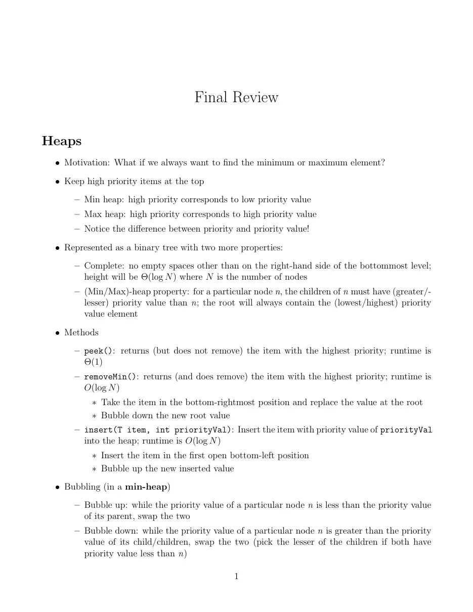 Tài liệu ôn tập cuối kỳ Heap, hàng đợi ưu tiên (Final Review) - Ching and Christines