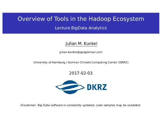 Các công cụ trong hệ sinh thái Hadoop (12) - Julian M. Kunkel