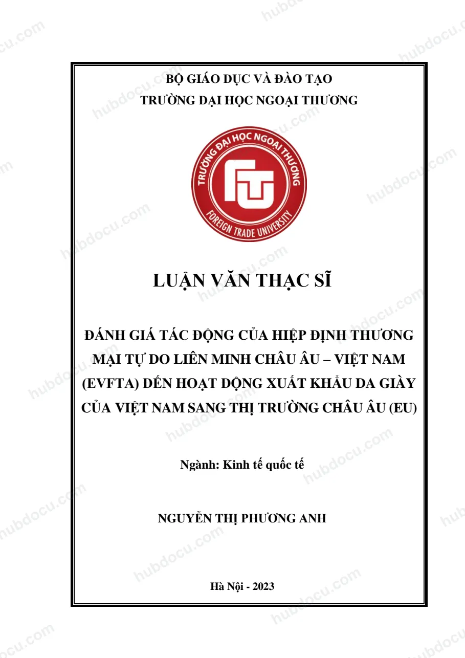 LVTS_ Đánh giá tác động của hiệp định thương mại tự do liên minh châu Âu – VN (EVFTA) đến hoạt động XK da giày của VN