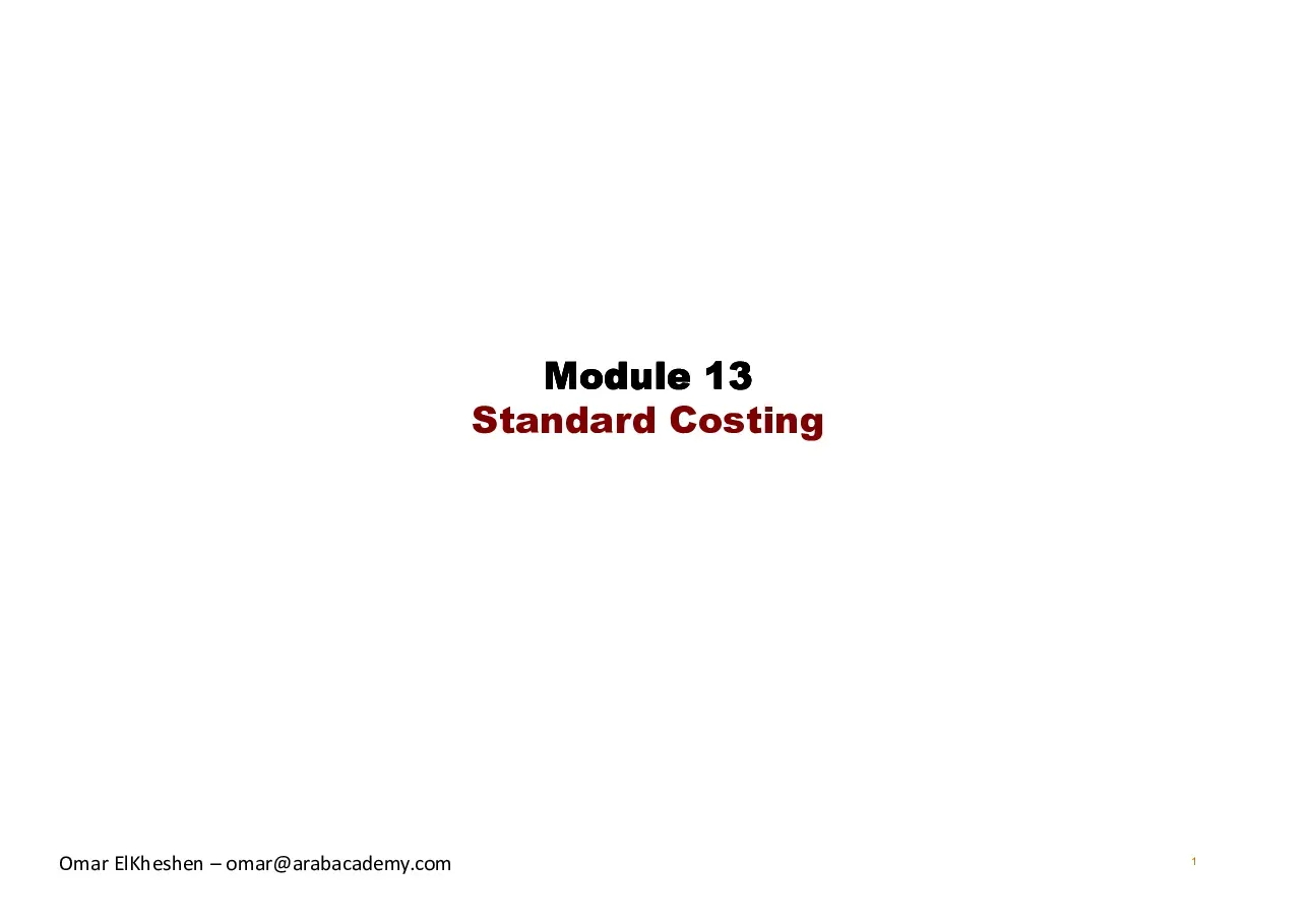 Standard costing (Kế toán chi phí tiêu chuẩn) - Act 13 - Omar ElKheshen