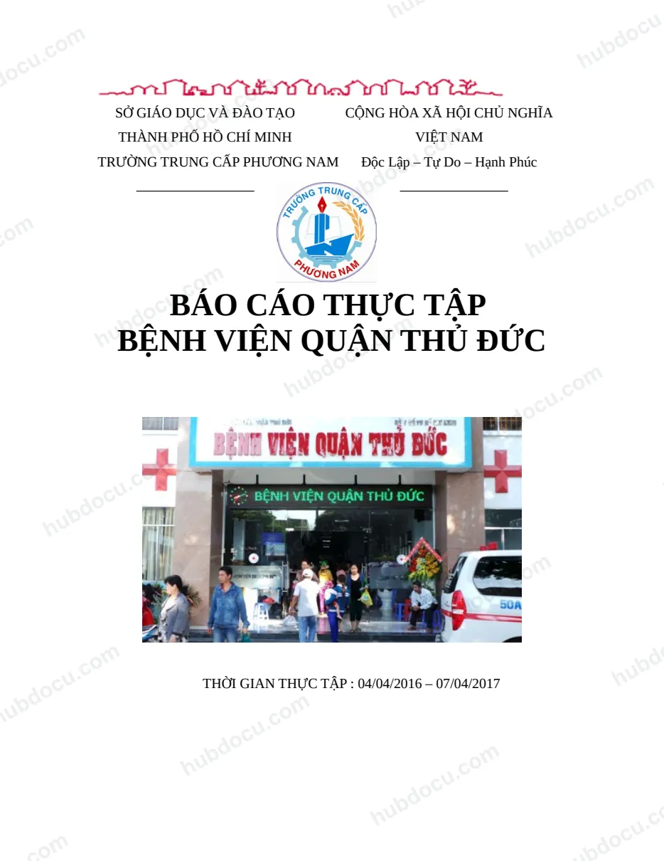 Báo cáo thực tập bệnh viện quận Thủ Đức