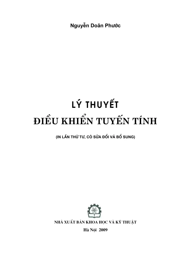Lý thuyết điều khiển tuyến tính - Nguyễn Doãn Phước