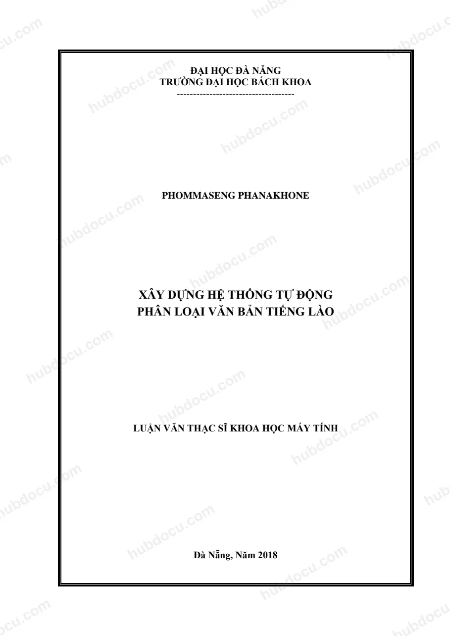 Luân văn thạc sĩ_ Xây dựng hệ thống tự động phân loại văn bản tiếng Lào