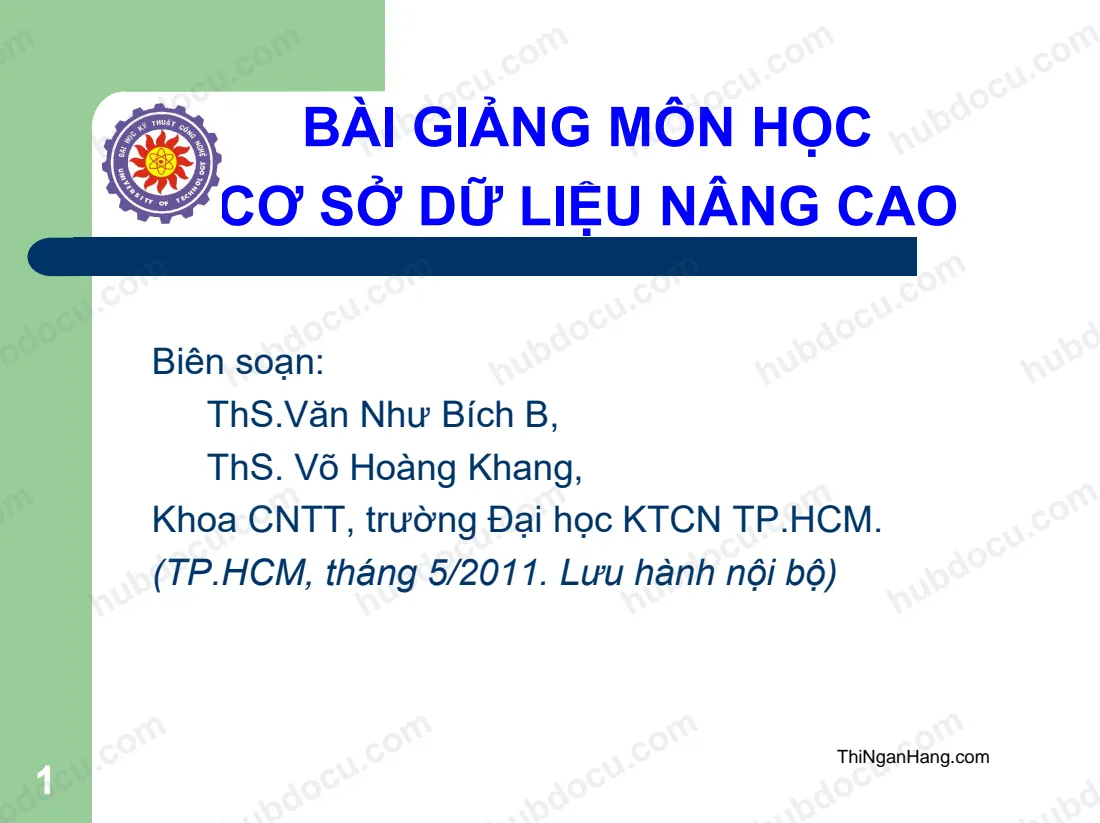 Slide bài giảng cơ sở dữ liệu nâng cao