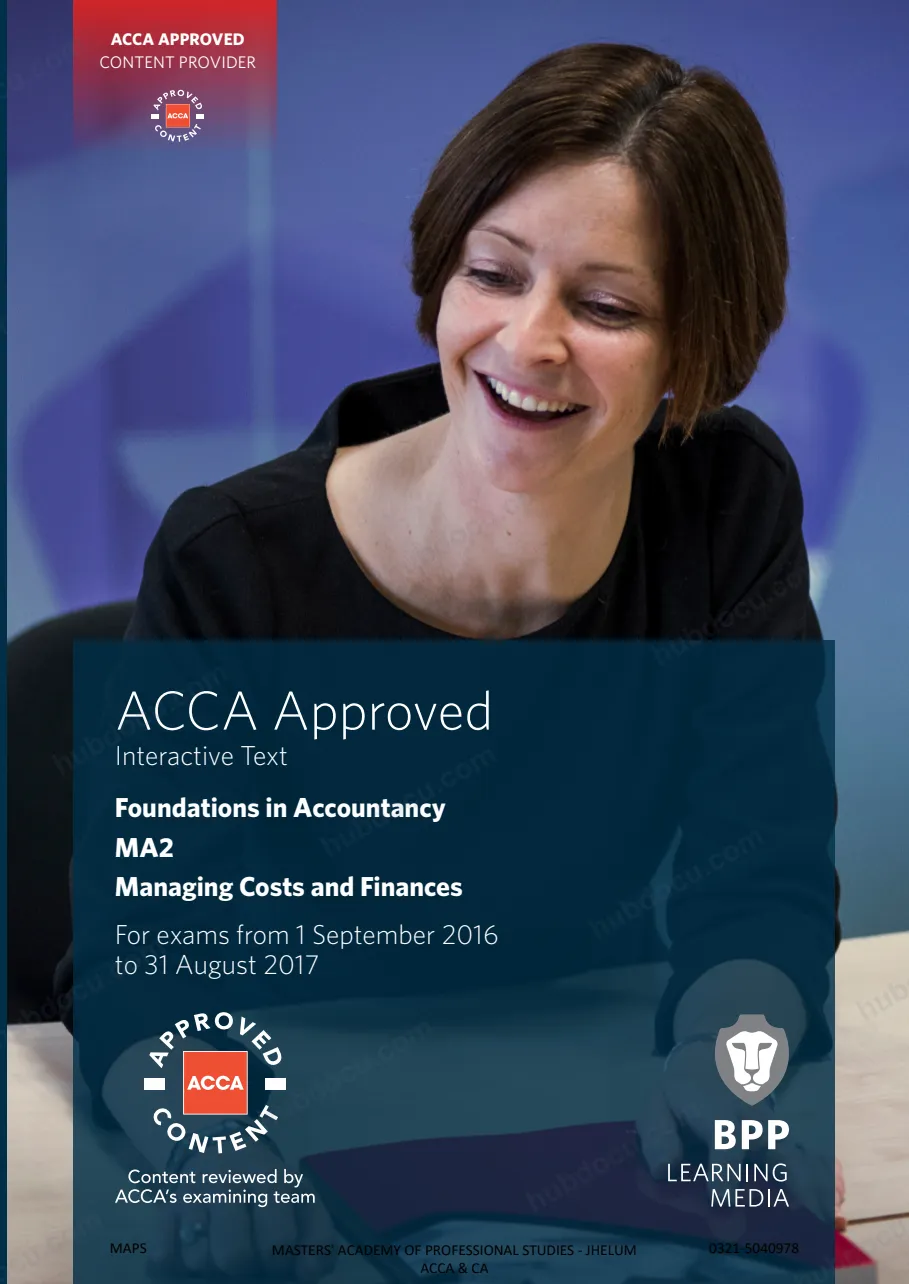 Foundations in Accountancy - MA2 - Managing Costs and Finances