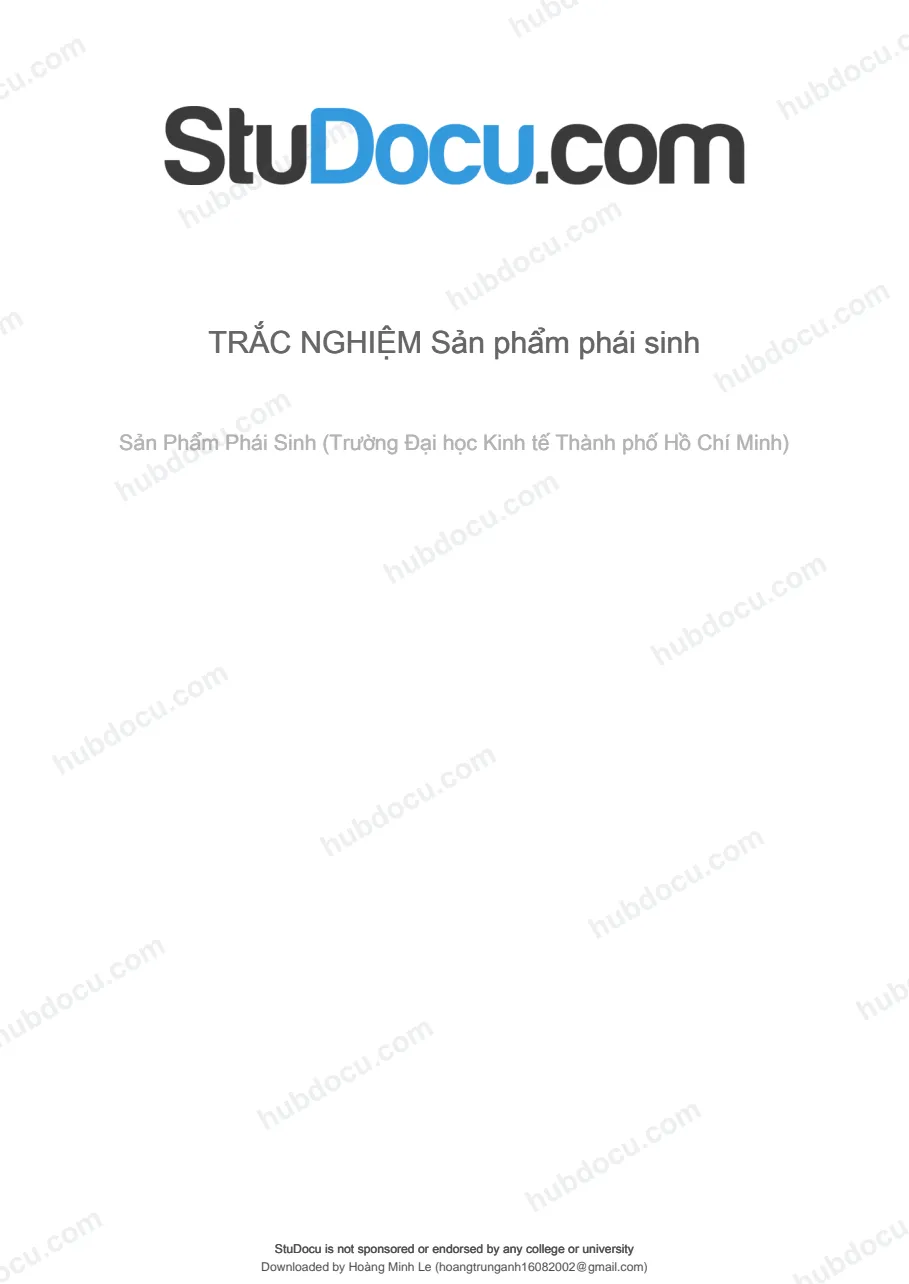 Trắc nghiệm sản phẩm phái sinh (kèm giải thích)
