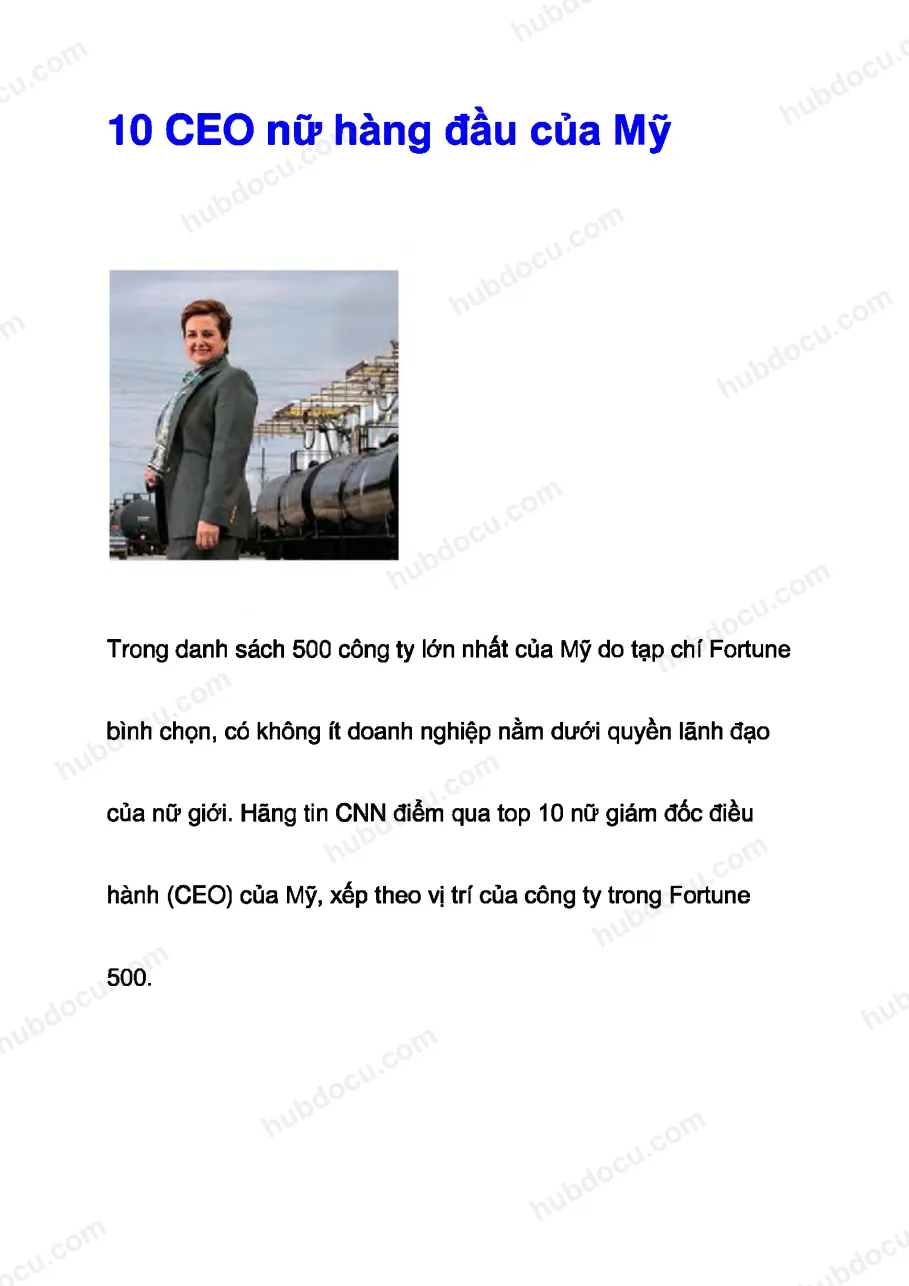 10 CEO nữ hàng đầu của Mỹ