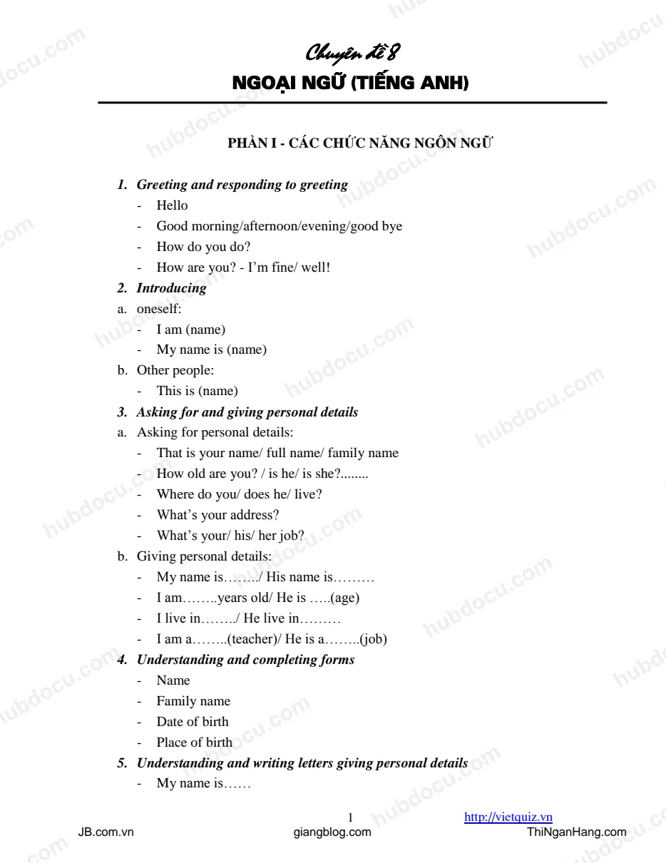 (Ôn thi CPA) Chuyên đề 8. Ngoại ngữ (Tiếng Anh)