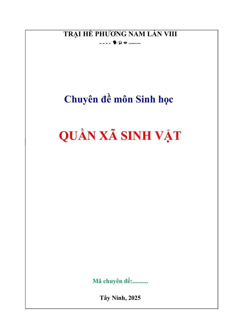 Chuyên đề môn Sinh học - Quần xã sinh vật