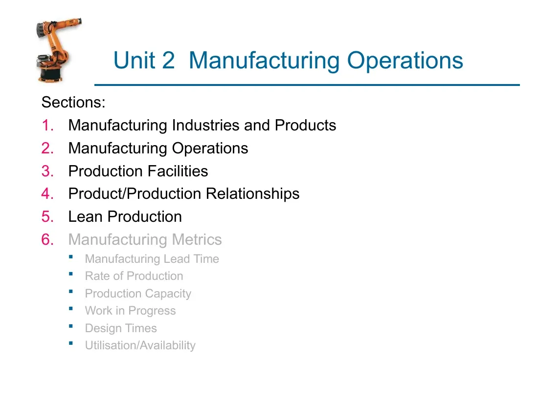 Manufacturing operations (Unit 2) (Hoạt động sản xuất)